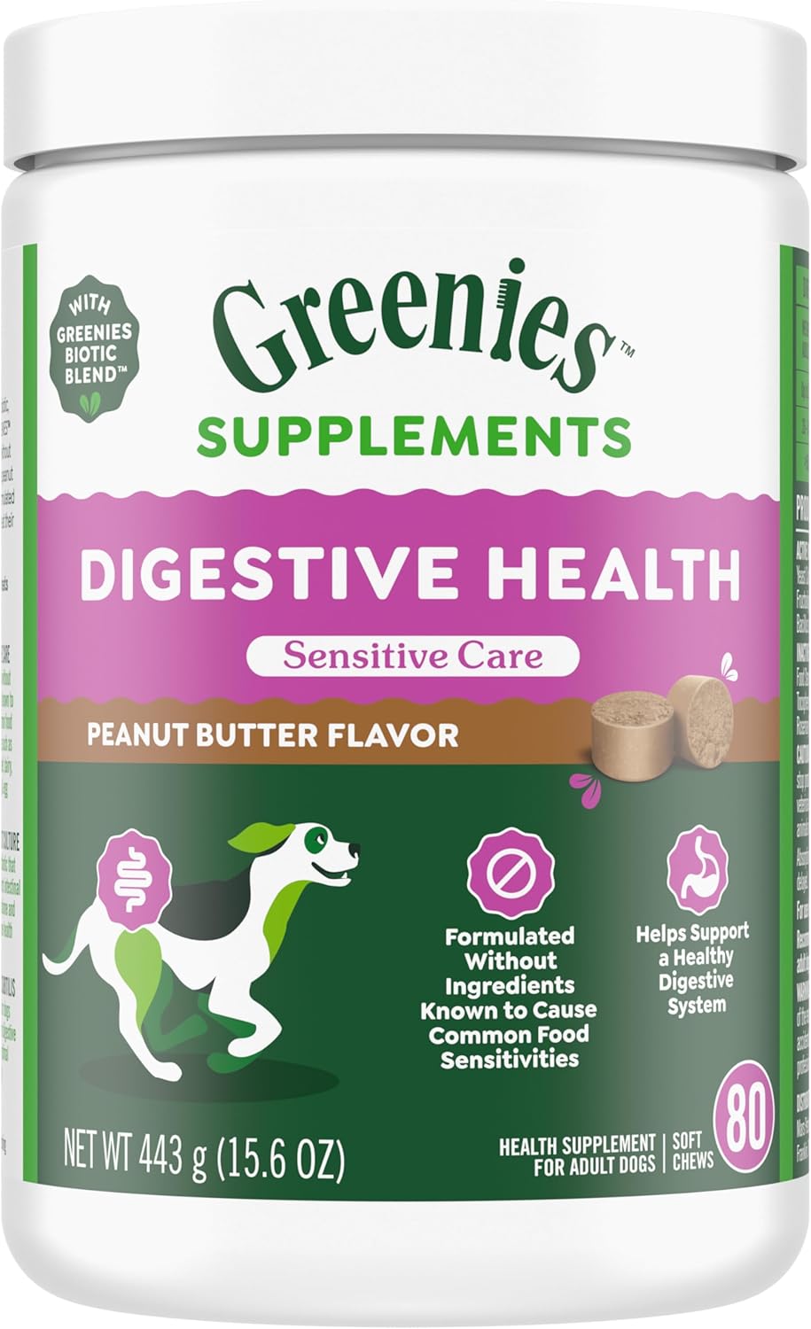 Greenies Sensitive Care Digestive Health Dog Supplement 80 Masticables