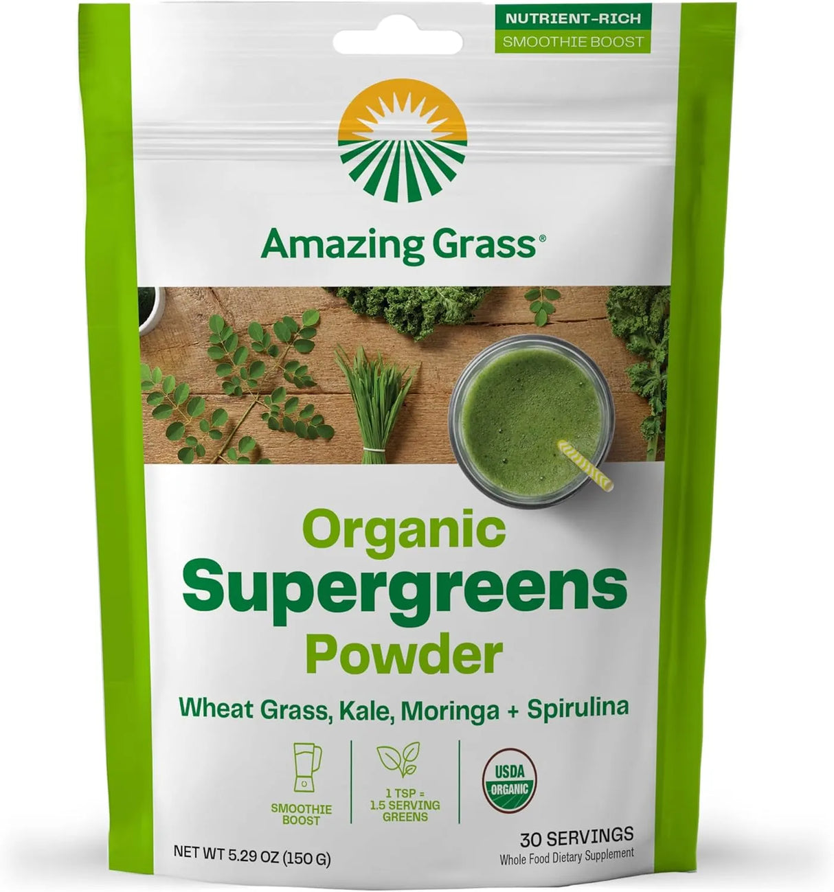 AMAZING GRASS - Amazing Grass Super Greens Powder 30 Servicios 150Gr. - The Red Vitamin MX - Suplementos Alimenticios - {{ shop.shopifyCountryName }}