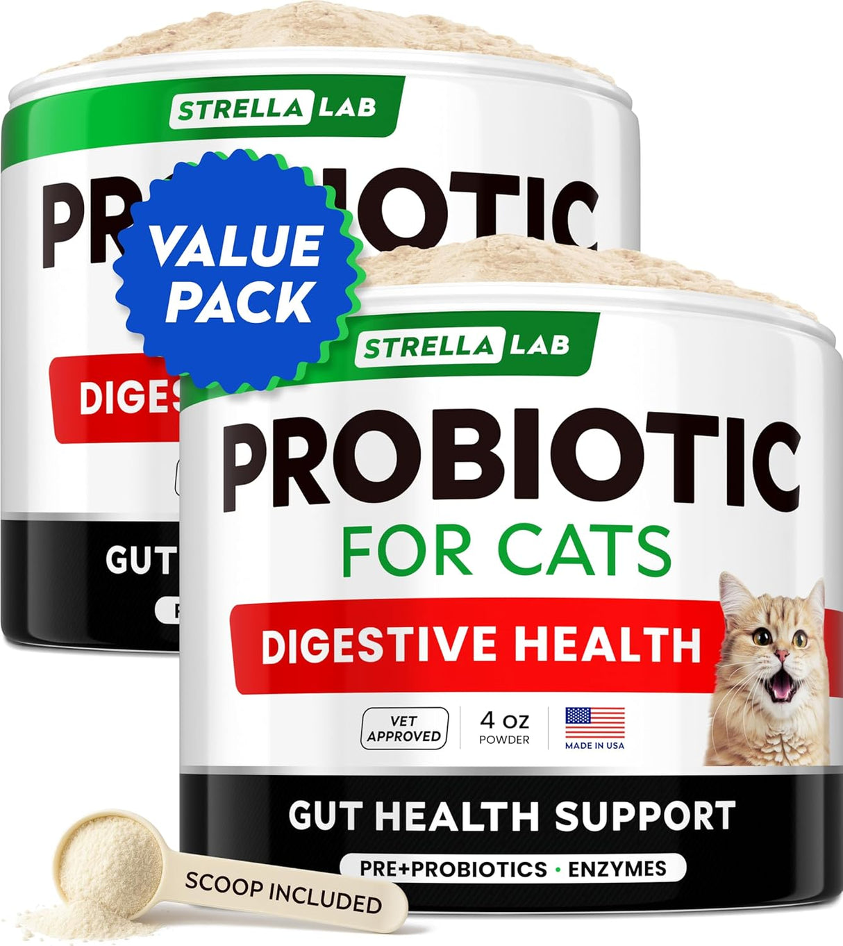 STRELLALAB Cat Probiotic Powder 4 Oz. 2 Pack