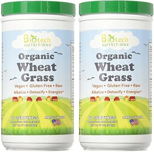 BIOTECH NUTRITIONS - Biotech Nutritions Raw Organic Gluten Free Vegan Wheat Grass 480Gr. 2 Pack - The Red Vitamin MX - Suplementos Alimenticios - {{ shop.shopifyCountryName }}