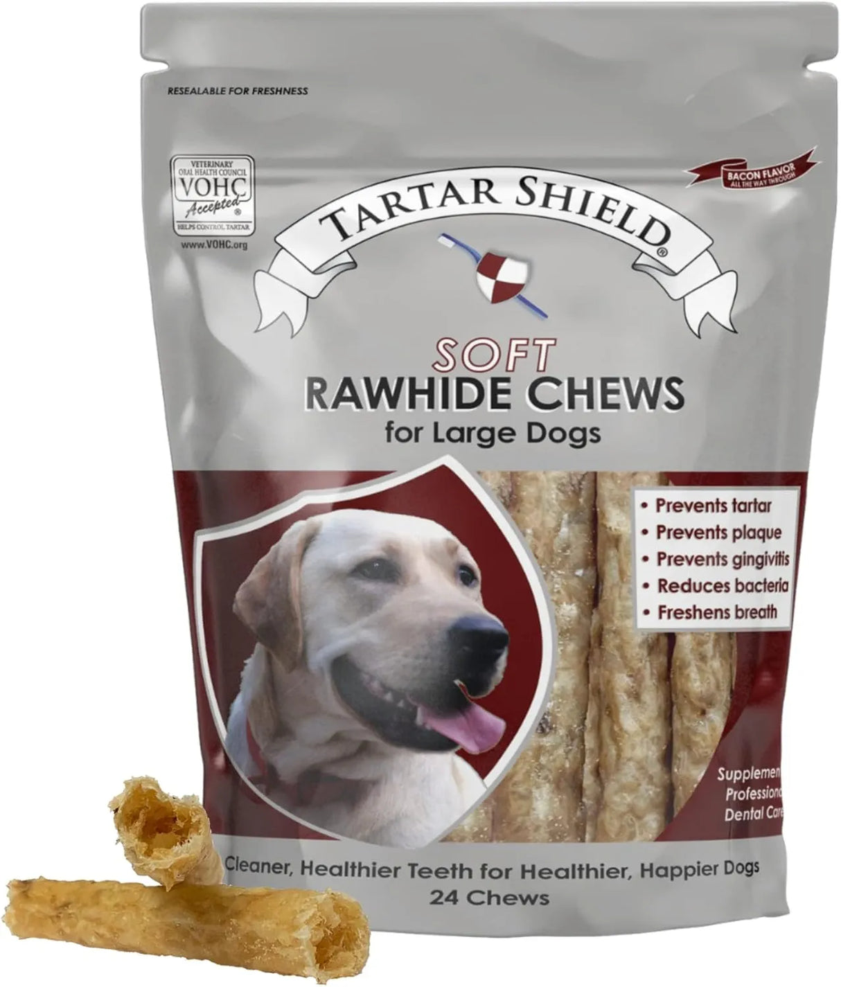 TARTAR SHIELD - Tartar Shield Soft Rawhide Chews Safe Dental Treats for Large Dogs 24 Piezas - The Red Vitamin MX - Cuidado Dental Para Perros - {{ shop.shopifyCountryName }}