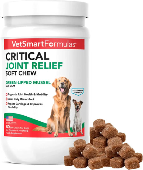 VETSMART - VetSmart Formulas Critical Joint Relief Soft Chew for Dogs 60 Masticables - The Red Vitamin MX - Cuidado De Cadera Y Articulaciones Para Perros - {{ shop.shopifyCountryName }}