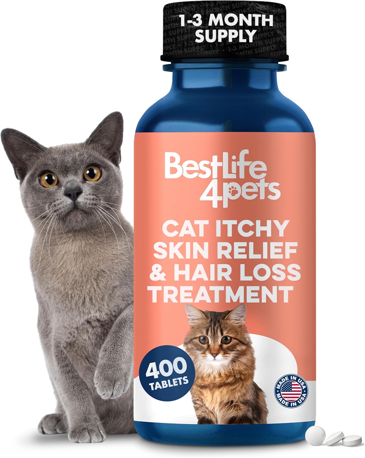 BestLife4Pets Cat Itchy Skin Relief & Hair Loss Treatment 400 Tabletas