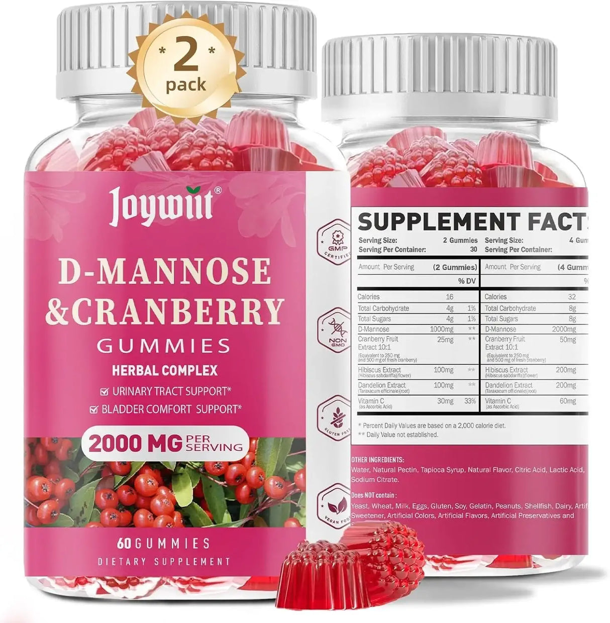 JOYWIIT - Joywiit D-Mannose Gummies with Cranberry 60 Gomitas 2 Pack - The Red Vitamin MX - Suplementos Alimenticios - {{ shop.shopifyCountryName }}