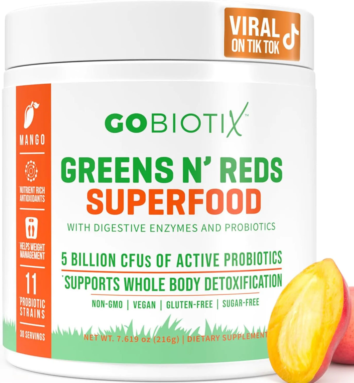 GOBIOTIX - GOBIOTIX Super Greens and Reds Powder Mango 216Gr. - The Red Vitamin MX - Suplementos Alimenticios - {{ shop.shopifyCountryName }}