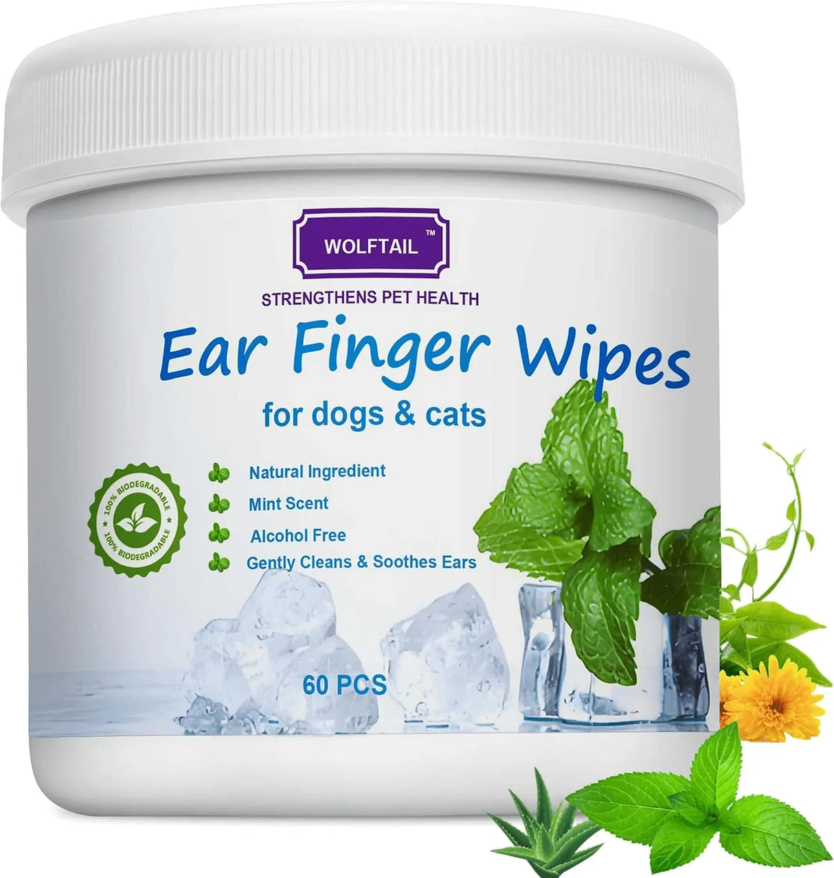 WOLFTAIL - Wolftail Dog Ear Wipes Fresh Mint Scent 60 Toallitas - The Red Vitamin MX - Cuidado Del Oído De Perros - {{ shop.shopifyCountryName }}