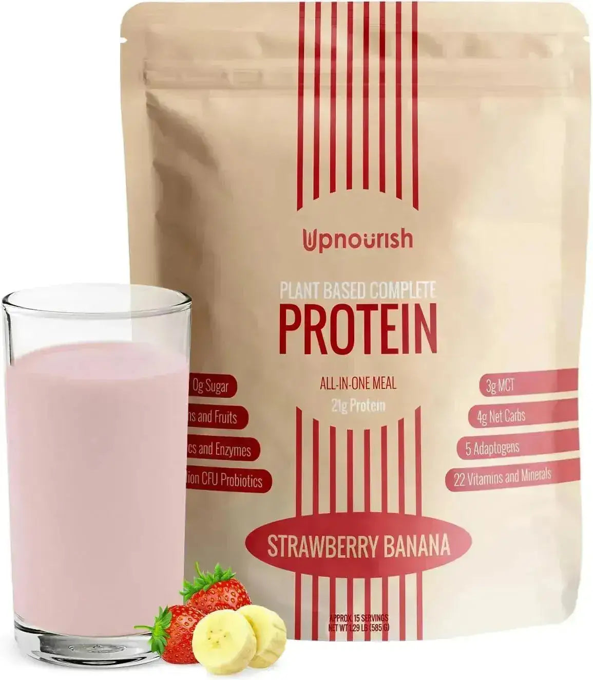 UPNOURISH - UpNourish Vegan Protein Powder Strawberry Banana 15 Servicios 600Gr. - The Red Vitamin MX - Suplementos Alimenticios - {{ shop.shopifyCountryName }}