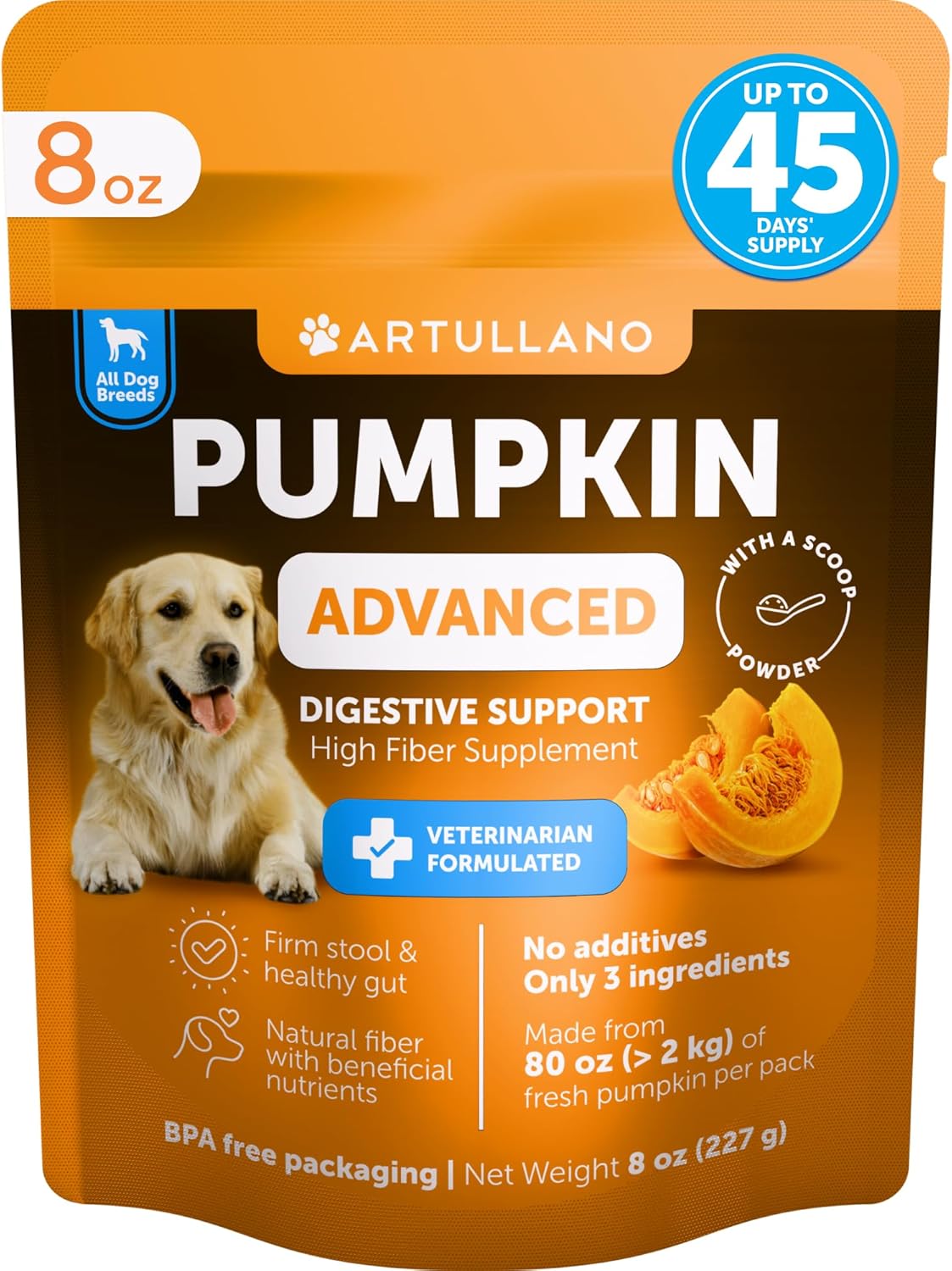 Artullano Pumpkin Powder for Dogs Digestive Support 227Gr.