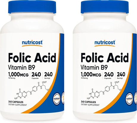 NUTRICOST - Nutricost Folic Acid 1000mcg 240 Capsulas 2 Pack - The Red Vitamin MX - Suplementos Alimenticios - {{ shop.shopifyCountryName }}