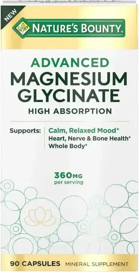 NATURE'S BOUNTY - Nature's Bounty High Absorption Magnesium Glycinate 360Mg. 90 Capsulas - The Red Vitamin MX - Suplementos Alimenticios - {{ shop.shopifyCountryName }}