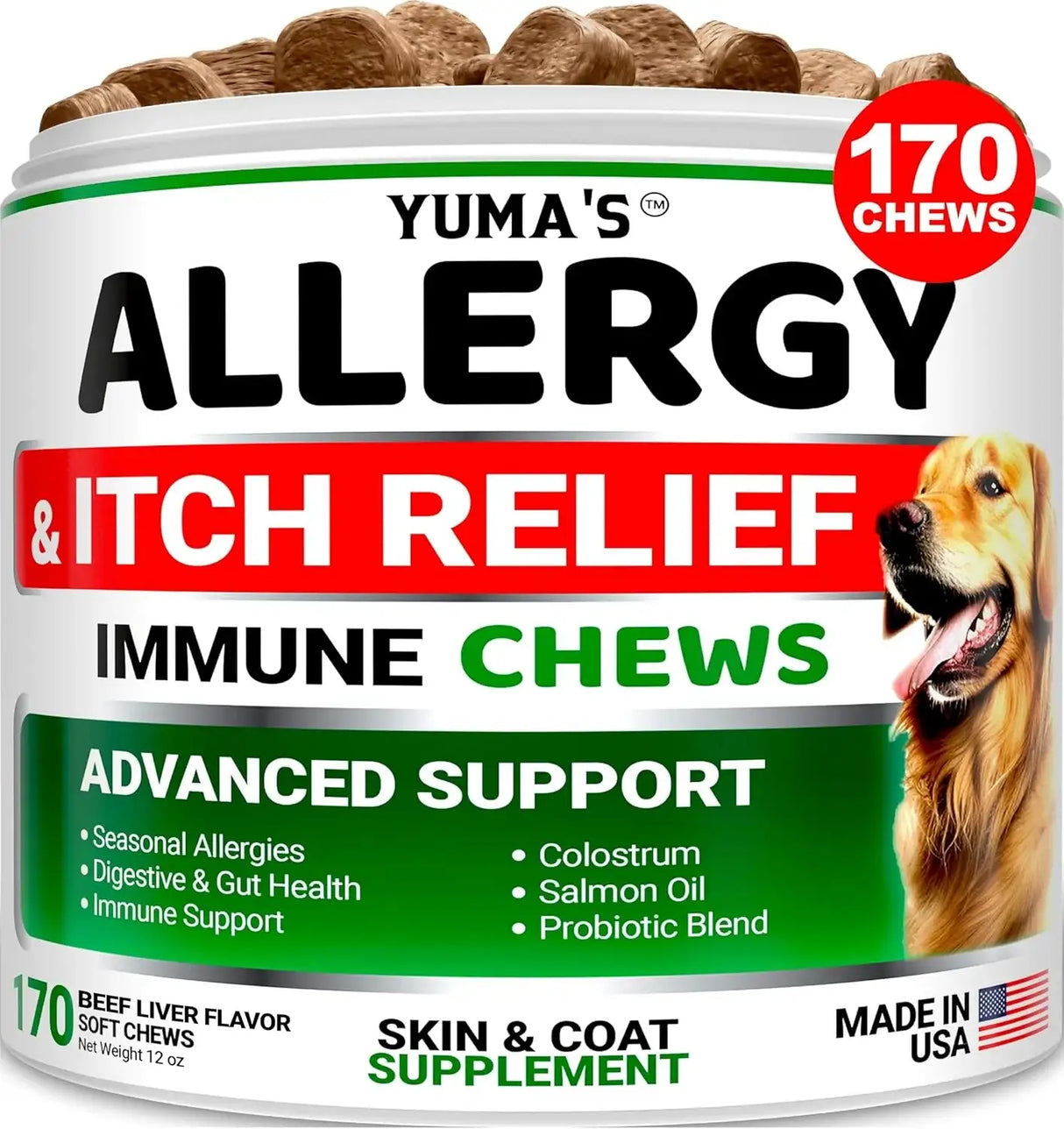 YUMA'S - YUMA'S Dog Allergy Relief Chews Beef Liver Flavor 170 Masticables - The Red Vitamin MX - Remedios Para La Picazón De Perros - {{ shop.shopifyCountryName }}