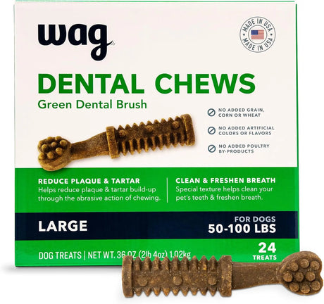 WAG - Wag Dental Chews Green Dental Brush for Dogs Large Unflavored 24 Piezas - The Red Vitamin MX - Cuidado Dental Para Perros - {{ shop.shopifyCountryName }}