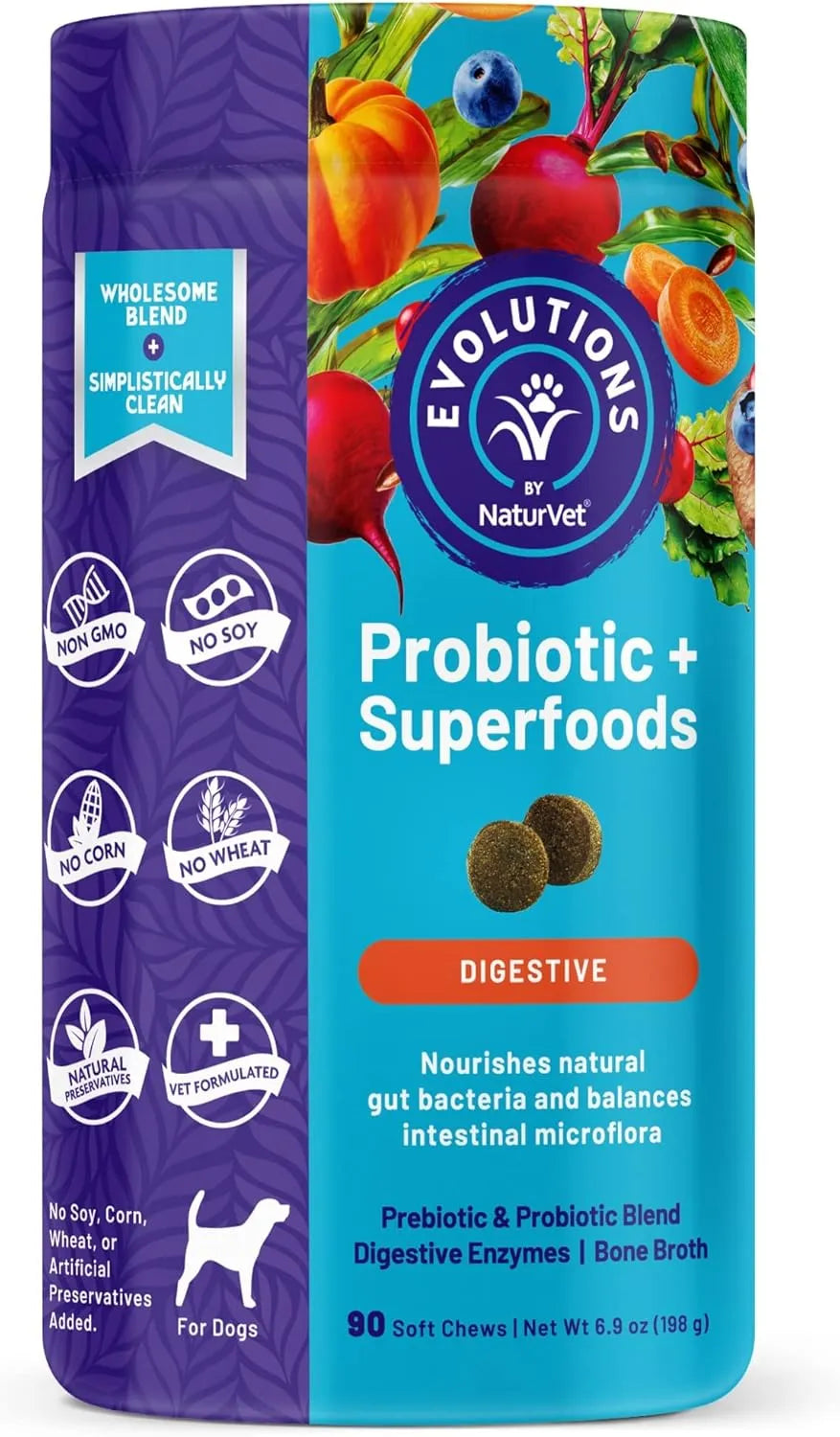 NATURVET - NaturVet Evolutions Probiotic & Superfoods 90 Masticables - The Red Vitamin MX - Probióticos Para Perros - {{ shop.shopifyCountryName }}