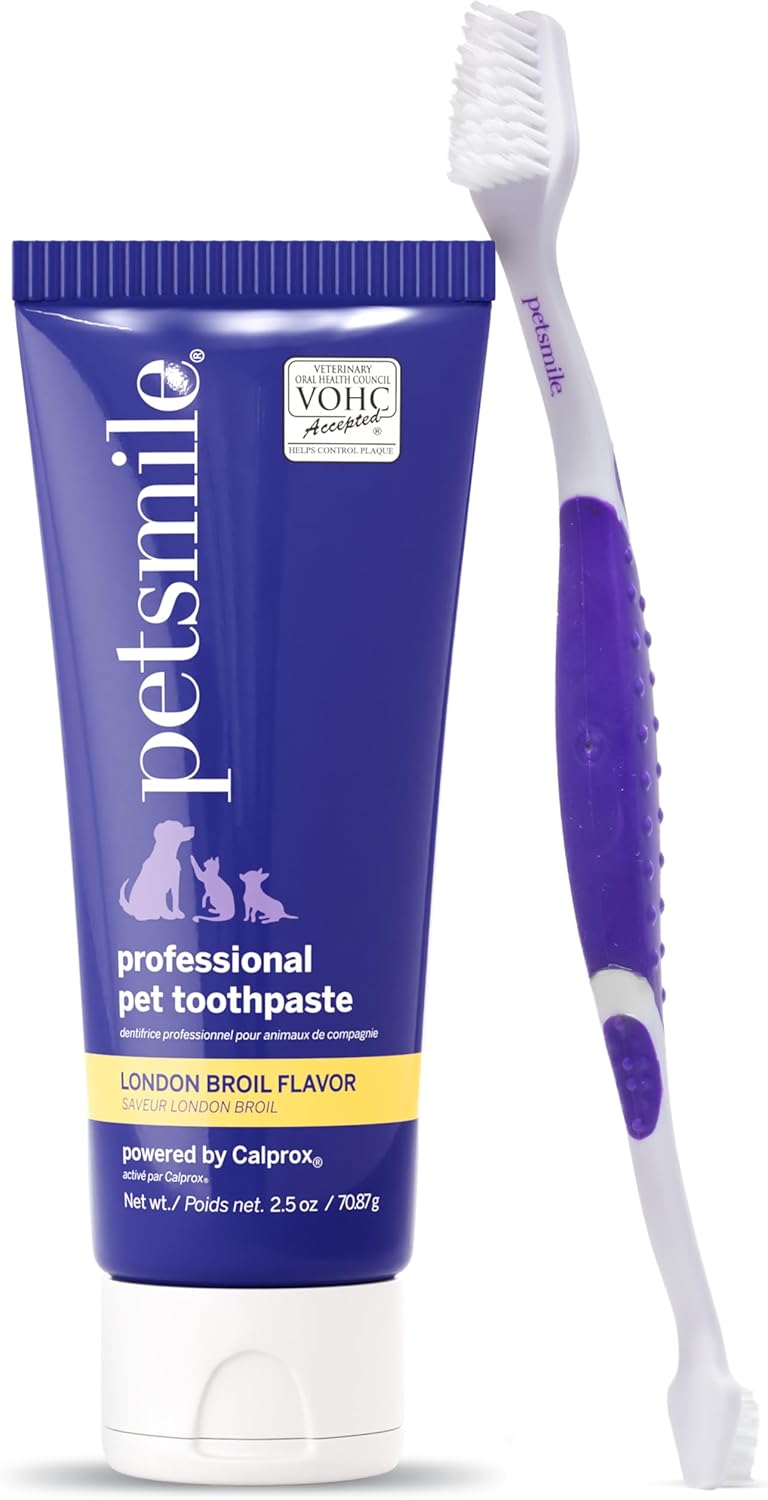 Petsmile Professional Pet Teeth Brushing Kit for Cats & Dogs London Broil 2.5 Oz