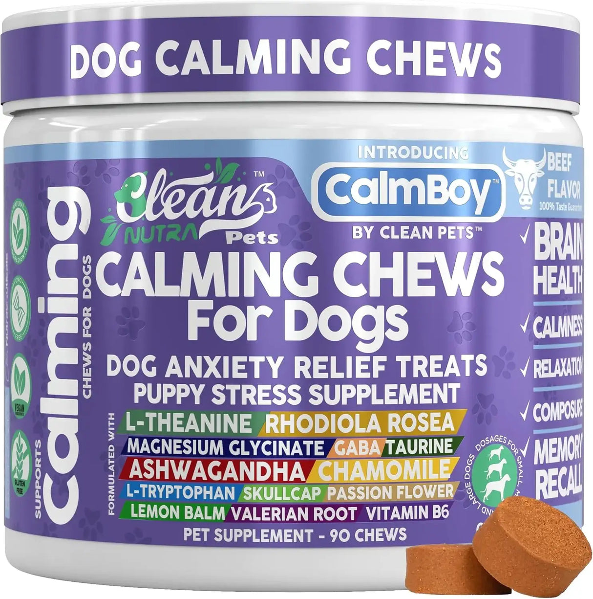 CLEAN NUTRACEUTICALS - Clean Nutraceuticals Clean Nutra Calming Chews for Dogs 90 Masticables - The Red Vitamin MX - Relajantes Para Perros - {{ shop.shopifyCountryName }}