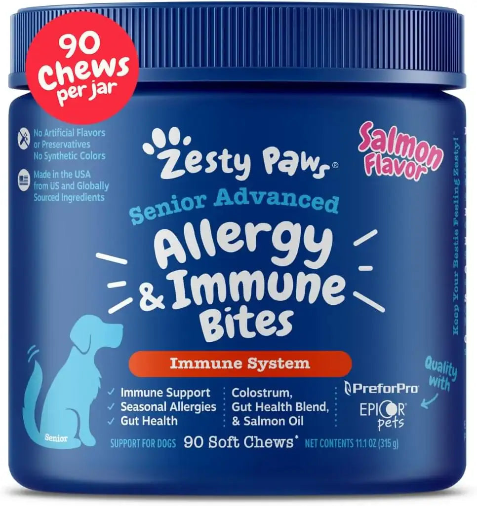 ZESTY PAWS - Zesty Paws Senior Advanced Dog Allergy Relief 90 Masticables - The Red Vitamin MX - Remedios Para La Picazón De Perros - {{ shop.shopifyCountryName }}