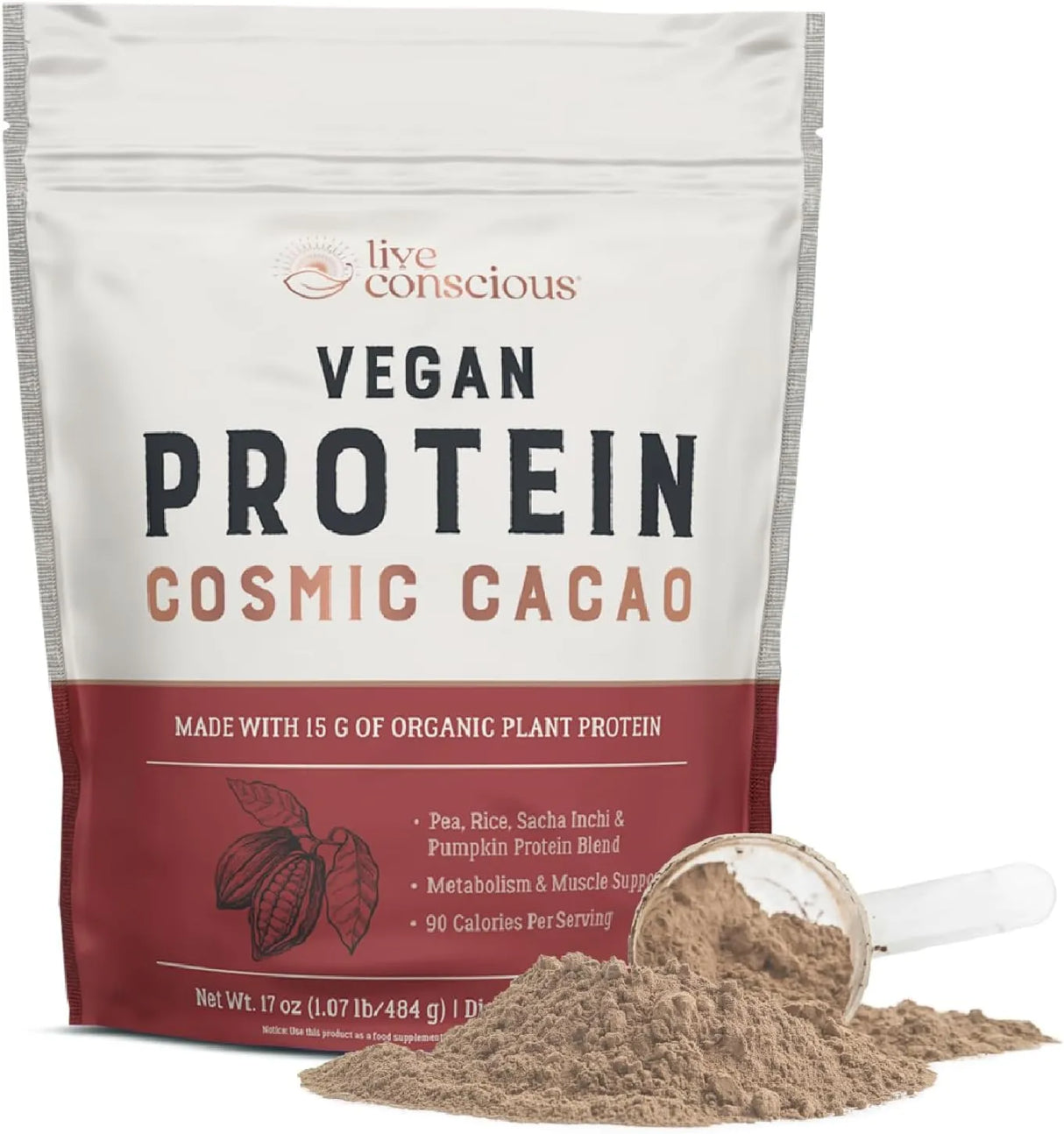 LIVE CONSCIOUS - Live Conscious Vegan Pea Protein Powder Cosmic Cacao 520Gr. - The Red Vitamin MX - Suplementos Alimenticios - {{ shop.shopifyCountryName }}