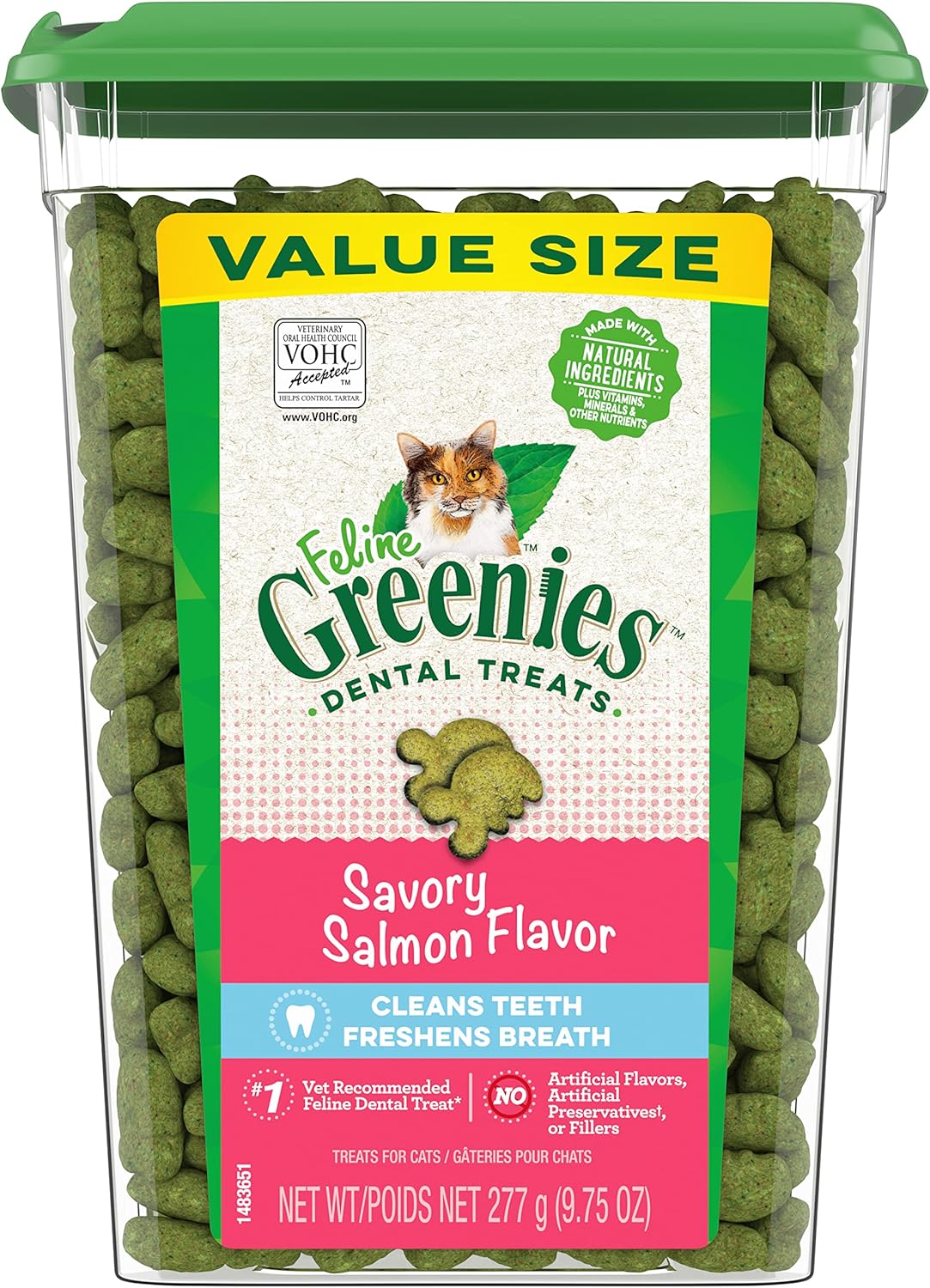 Greenies Feline Adult Dental Cat Treats Savory Salmon Flavor 277Gr.