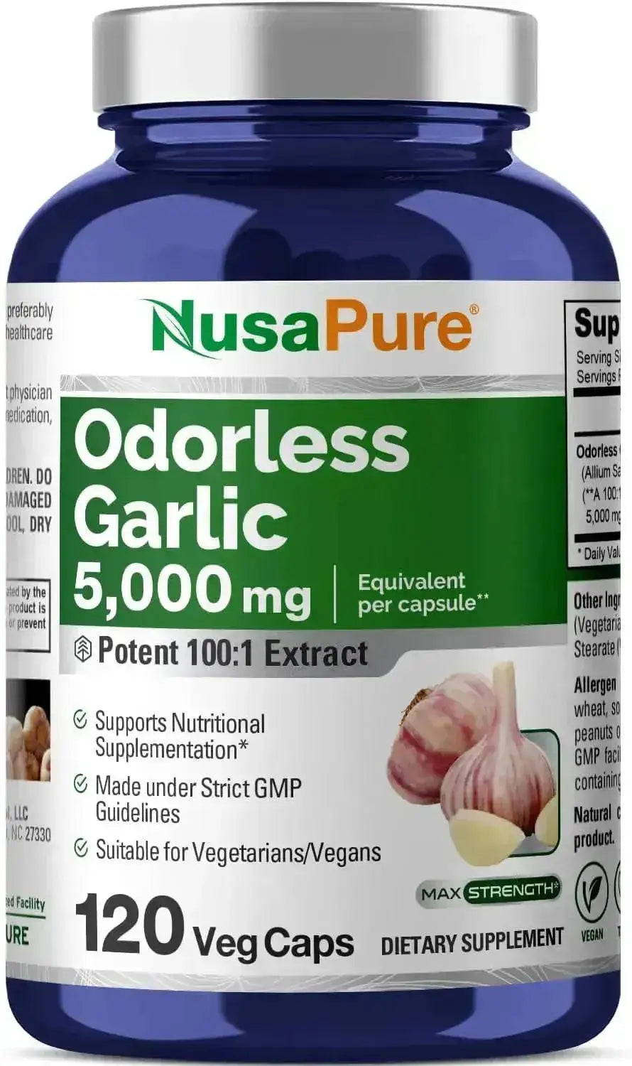 NUSAPURE - NusaPure Odorless Garlic Extract 5000Mg. 120 Capsulas - The Red Vitamin MX - Suplementos Alimenticios - {{ shop.shopifyCountryName }}