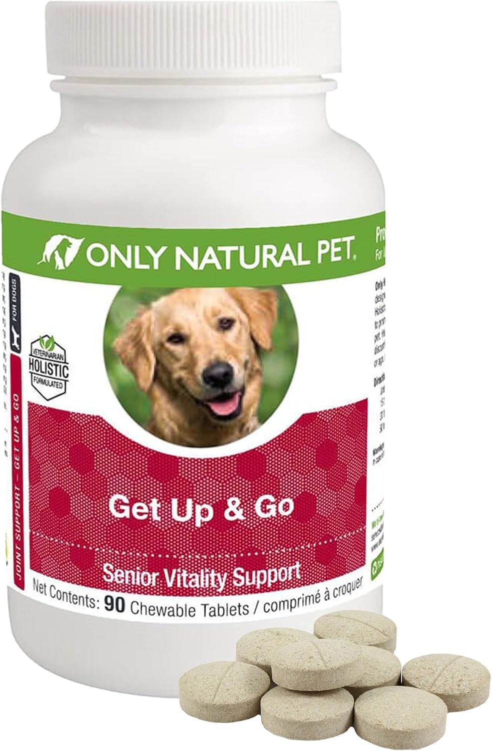 Only Natural Pet Get Up & Go Herbal Joint Support Supplement for Dogs 90 Tabletas Masticables