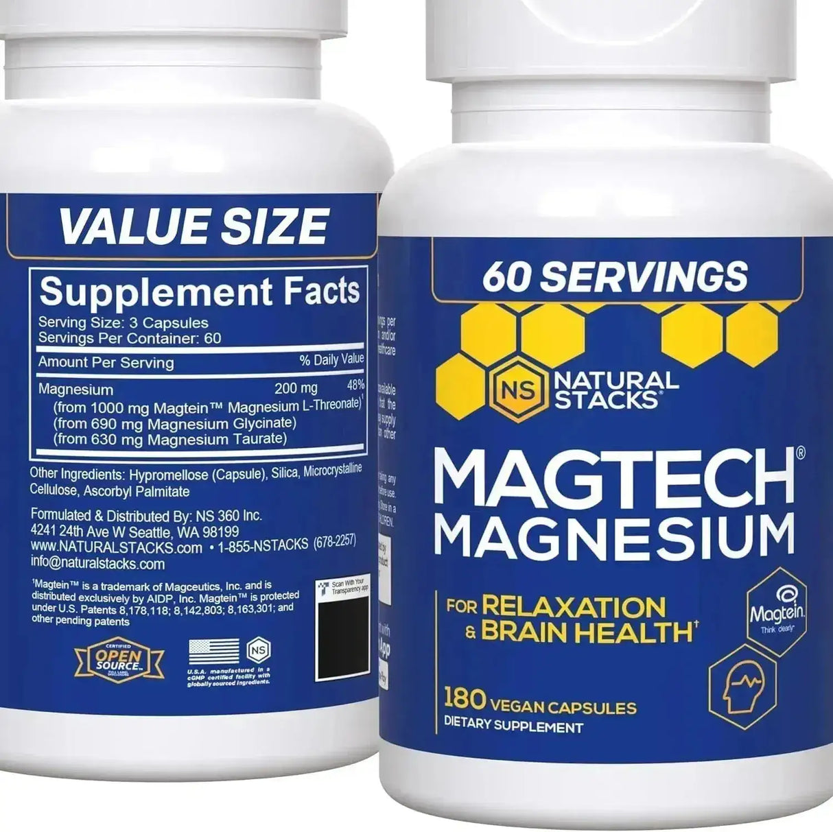 NATURAL STACKS - Natural Stacks MagTech Magnesium 200Mg. 180 Capsulas - The Red Vitamin MX - Suplementos Alimenticios - {{ shop.shopifyCountryName }}