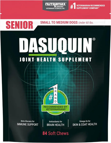 NUTRAMAX - Nutramax Dasuquin Joint Health Supplement for Small to Medium Senior Dogs 84 Masticables - The Red Vitamin MX - Cuidado De Cadera Y Articulaciones Para Perros - {{ shop.shopifyCountryName }}