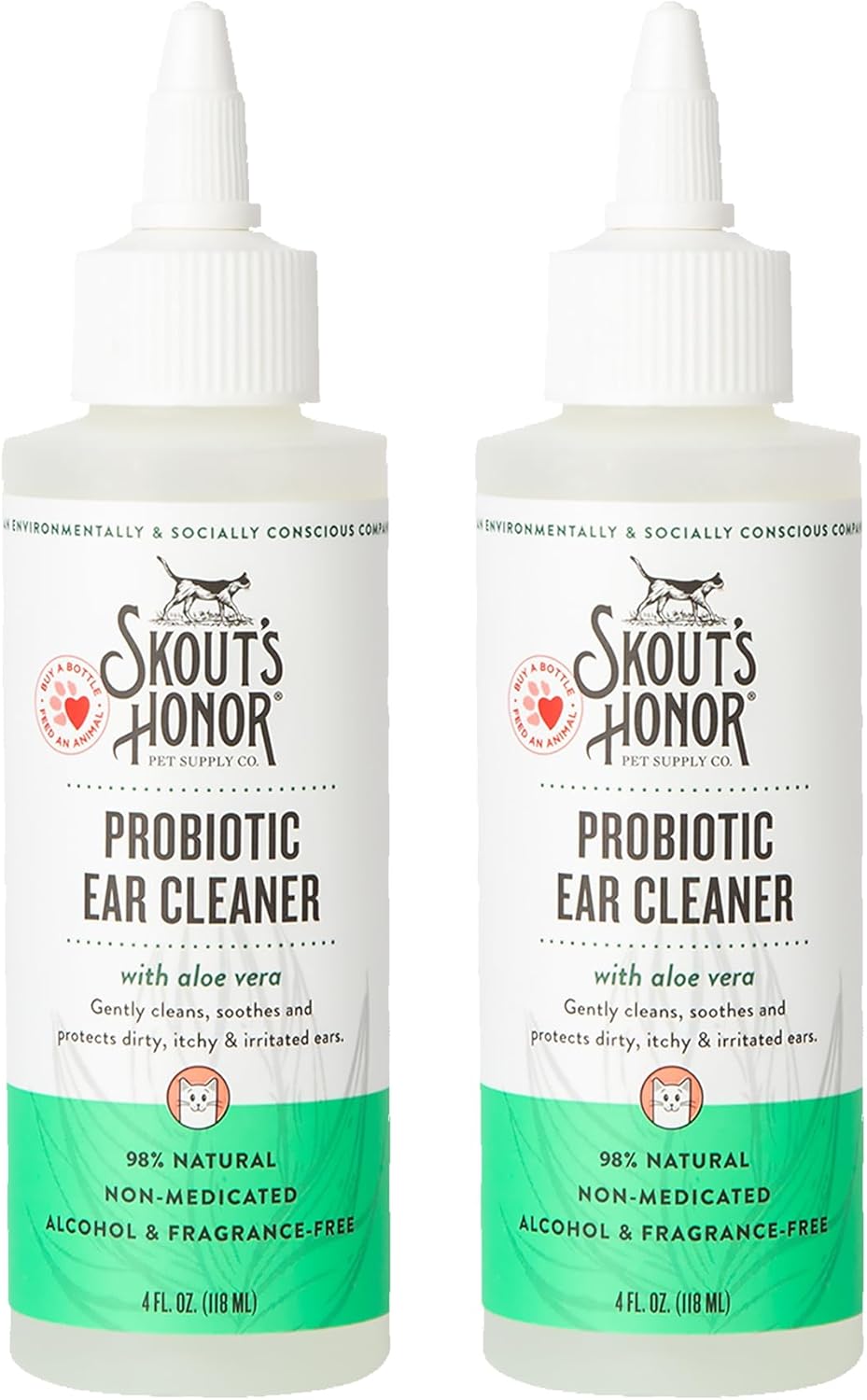 SKOUT'S HONOR Cat Ear Cleaner Solution with Aloe Vera 118Ml. 2 Pack