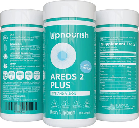 UPNOURISH - UpNourish AREDS 2+ Lutein, Zeaxanthin, Saffron, Astaxanthin & DHA 120 Capsulas Blandas - The Red Vitamin MX - Suplementos Alimenticios - {{ shop.shopifyCountryName }}