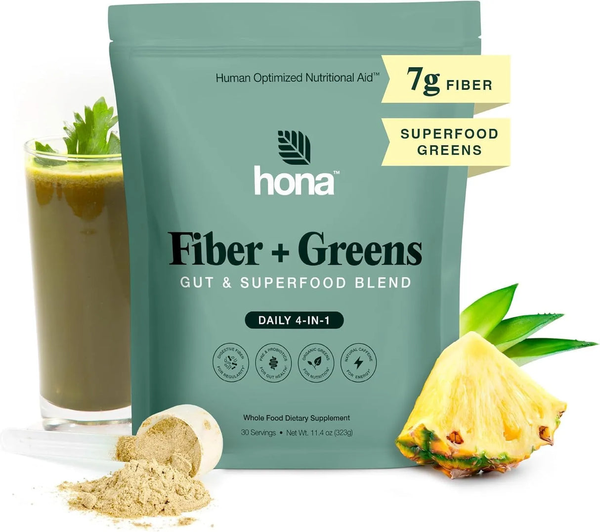HONA - Hona Fiber & Greens Gut & Superfood Blend 30 Servicios 323Gr. - The Red Vitamin MX - Suplementos Alimenticios - {{ shop.shopifyCountryName }}