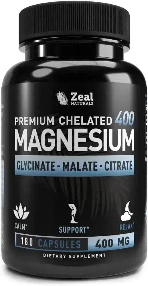 ZEAL NATURALS - Zeal Naturals Premium Chelated Magnesium Glycinate, Malate, Citrate 400Mg. 180 Capsulas - The Red Vitamin MX - Suplementos Alimenticios - {{ shop.shopifyCountryName }}