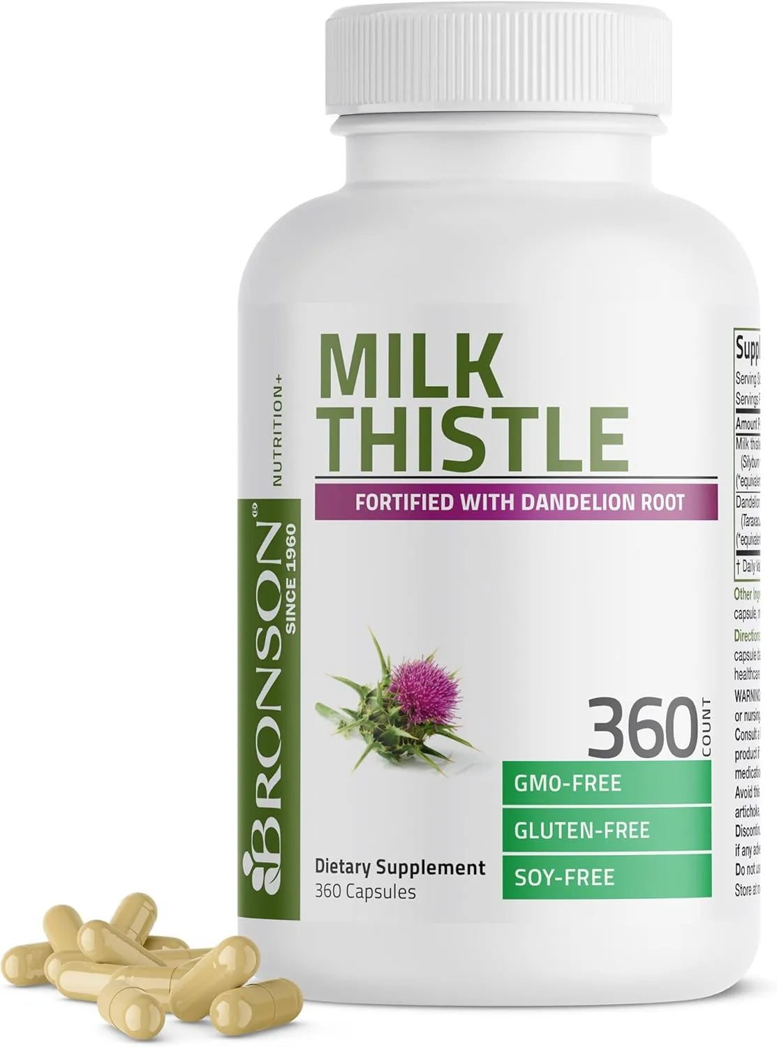 BRONSON - Bronson Milk Thistle Silymarin Marianum & Dandelion Root Liver Health Support 360 Capsulas - The Red Vitamin MX - Suplementos Alimenticios - {{ shop.shopifyCountryName }}