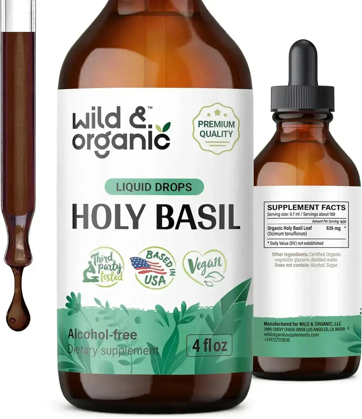 WILD & ORGANIC - Wild & Organic Holy Basil Tincture 4 Fl.Oz. - The Red Vitamin MX - Suplementos Alimenticios - {{ shop.shopifyCountryName }}