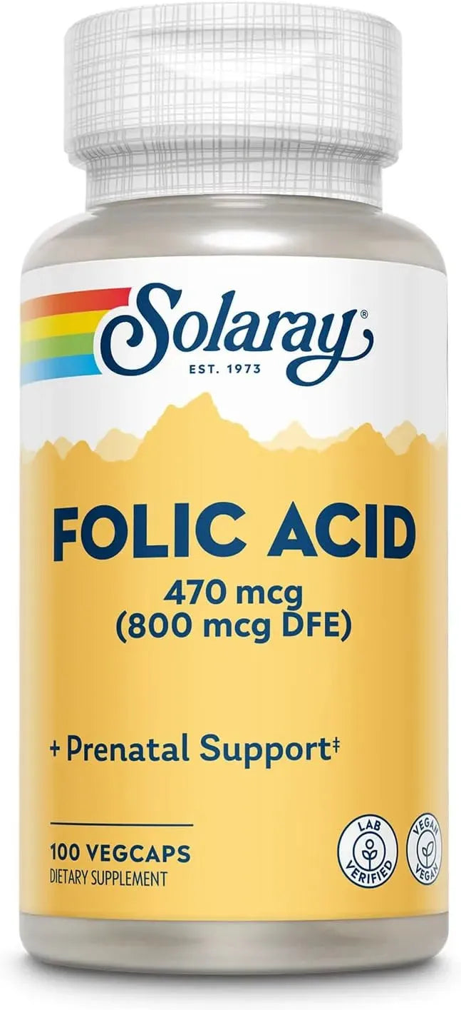 SOLARAY - Solaray Folic Acid 470mcg 100 Capsulas - The Red Vitamin MX - Suplementos Alimenticios - {{ shop.shopifyCountryName }}