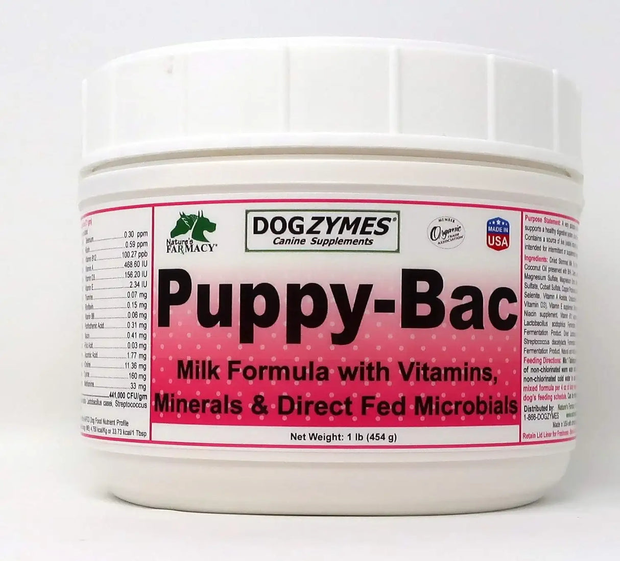 DOGZYMES - Dogzymes Puppy-Bac Milk Replacer with Live Microorganisms and Enzymes 454Gr. - The Red Vitamin MX - Sustitutos De Leche Para Perros - {{ shop.shopifyCountryName }}