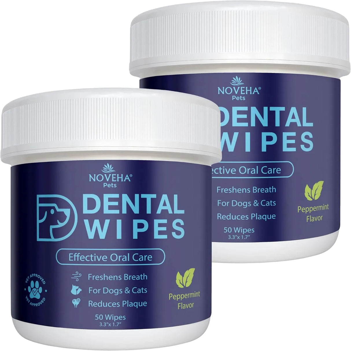 NOVEHA - NOVEHA Pets Dental Finger Wipes for Dogs & Cats Mint 50 Toallitas 2 Pack - The Red Vitamin MX - Cuidado Dental Para Perros - {{ shop.shopifyCountryName }}