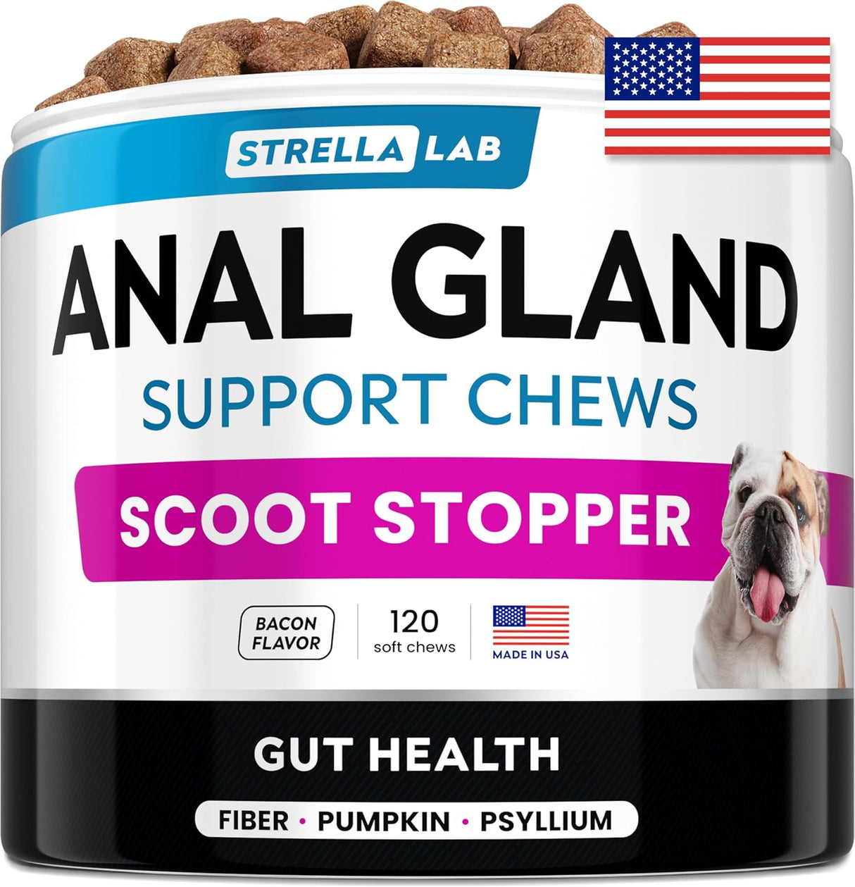 STRELLALAB Anal Gland Support Chews 120 Masticables