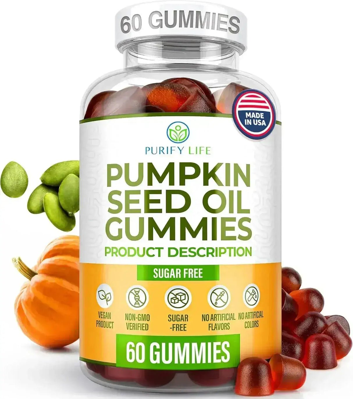 PURIFY LIFE - Purify Life Sugar-Free Pumpkin Seed Oil Gummies 4000Mg. 60 Gomitas - The Red Vitamin MX - Suplementos Alimenticios - {{ shop.shopifyCountryName }}