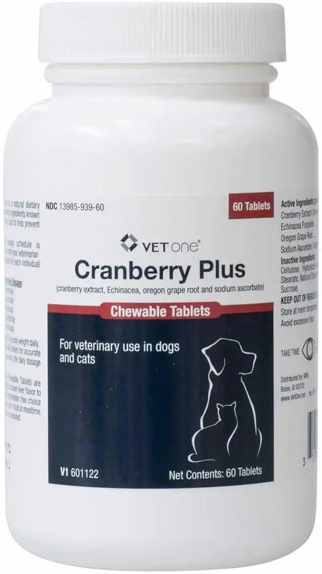 VET ONE - Vet One Cranberry Plus for Dogs & Cats 60 Tabletas Masticables - The Red Vitamin MX - Salud De Tracto Urinario Para Perros - {{ shop.shopifyCountryName }}
