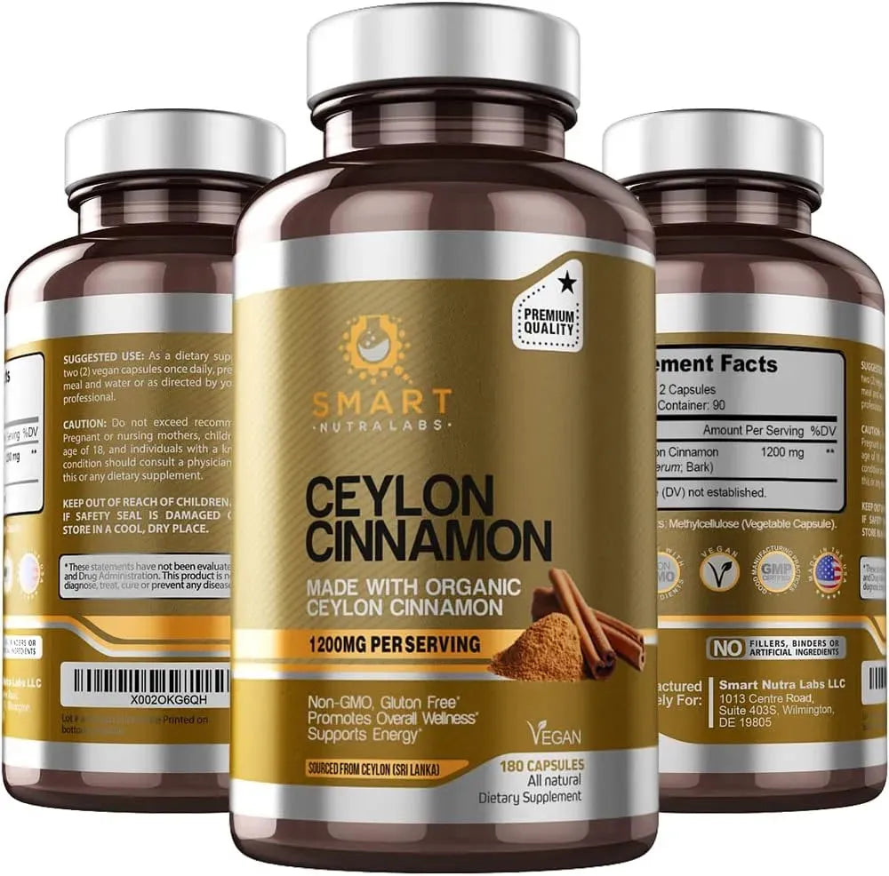 SMART NUTRA - Smart Nutra Labs Organic Ceylon Cinnamon 1200Mg. 180 Capsulas - The Red Vitamin MX - Suplementos Alimenticios - {{ shop.shopifyCountryName }}