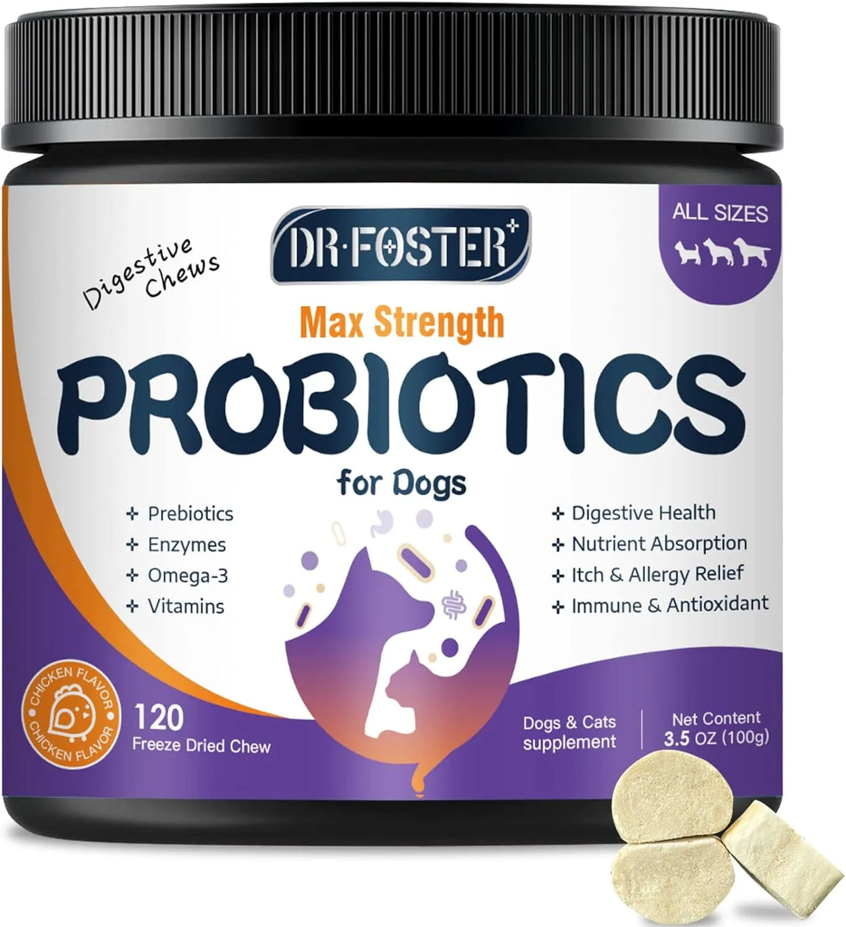 DR FOSTER - DR FOSTER Probiotics for Dogs 120 Masticables - The Red Vitamin MX - Probióticos Para Perros - {{ shop.shopifyCountryName }}