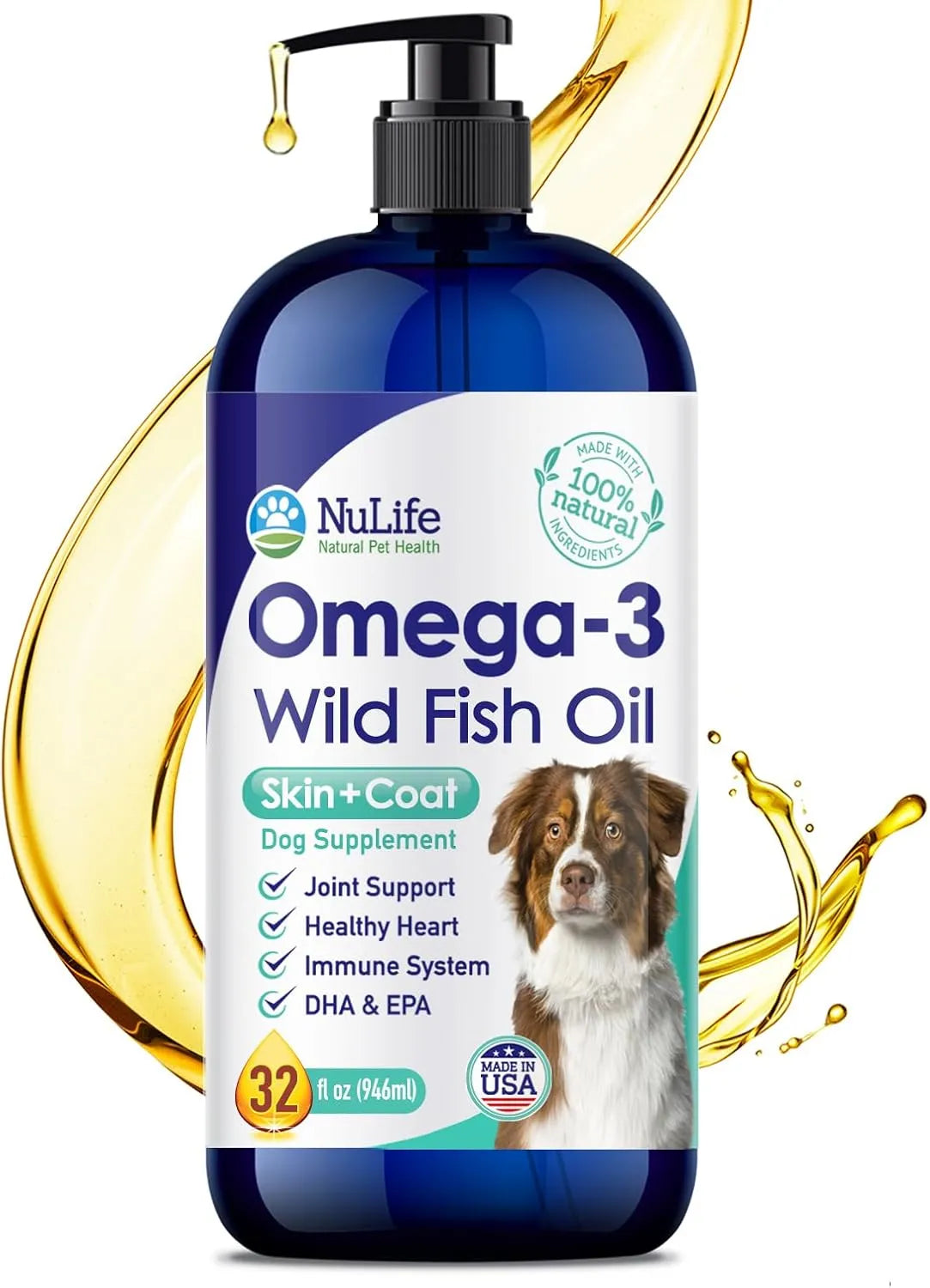 NULIFE - NuLife Liquid Fish Oil for Dogs with Omega 3 6 & 9 Fatty Acids 32 Fl.Oz. - The Red Vitamin MX - Aceite De Pescado Para Perros - {{ shop.shopifyCountryName }}
