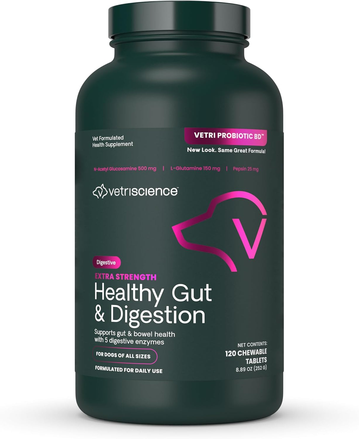 VetriScience Extra Strength Healthy Gut & Digestion 120 Tabletas Masticables