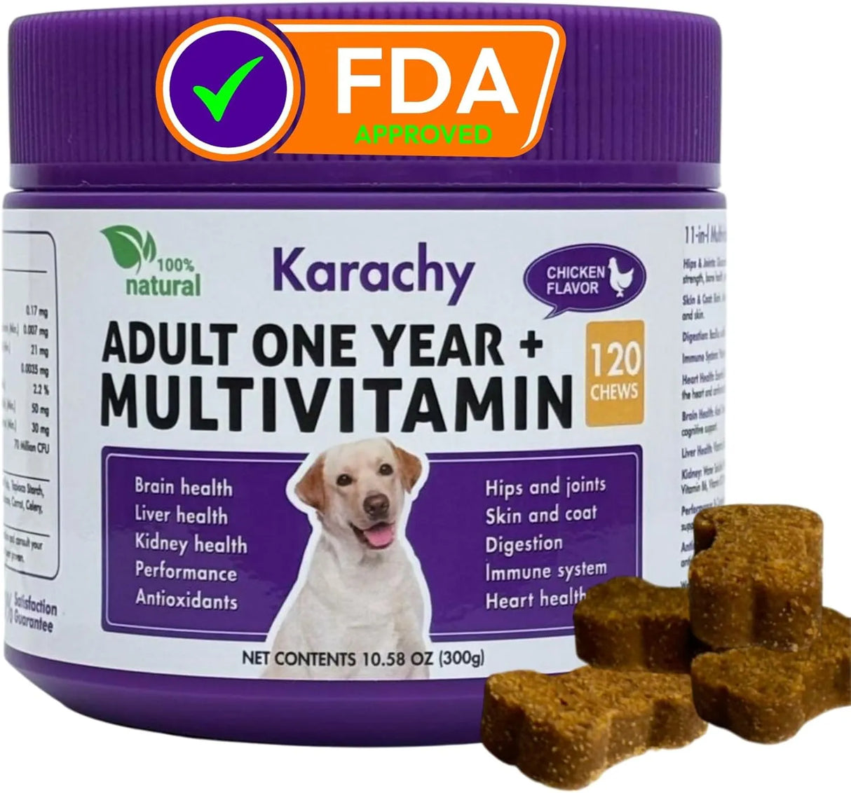 KARACHY - Karachy Multivitamins for Adult Dogs 120 Tabletas Masticables - The Red Vitamin MX - Multivitamínicos Para Perros - {{ shop.shopifyCountryName }}