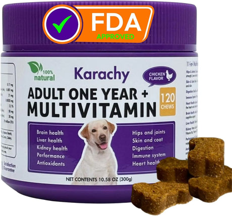 KARACHY - Karachy Multivitamins for Adult Dogs 120 Tabletas Masticables - The Red Vitamin MX - Multivitamínicos Para Perros - {{ shop.shopifyCountryName }}