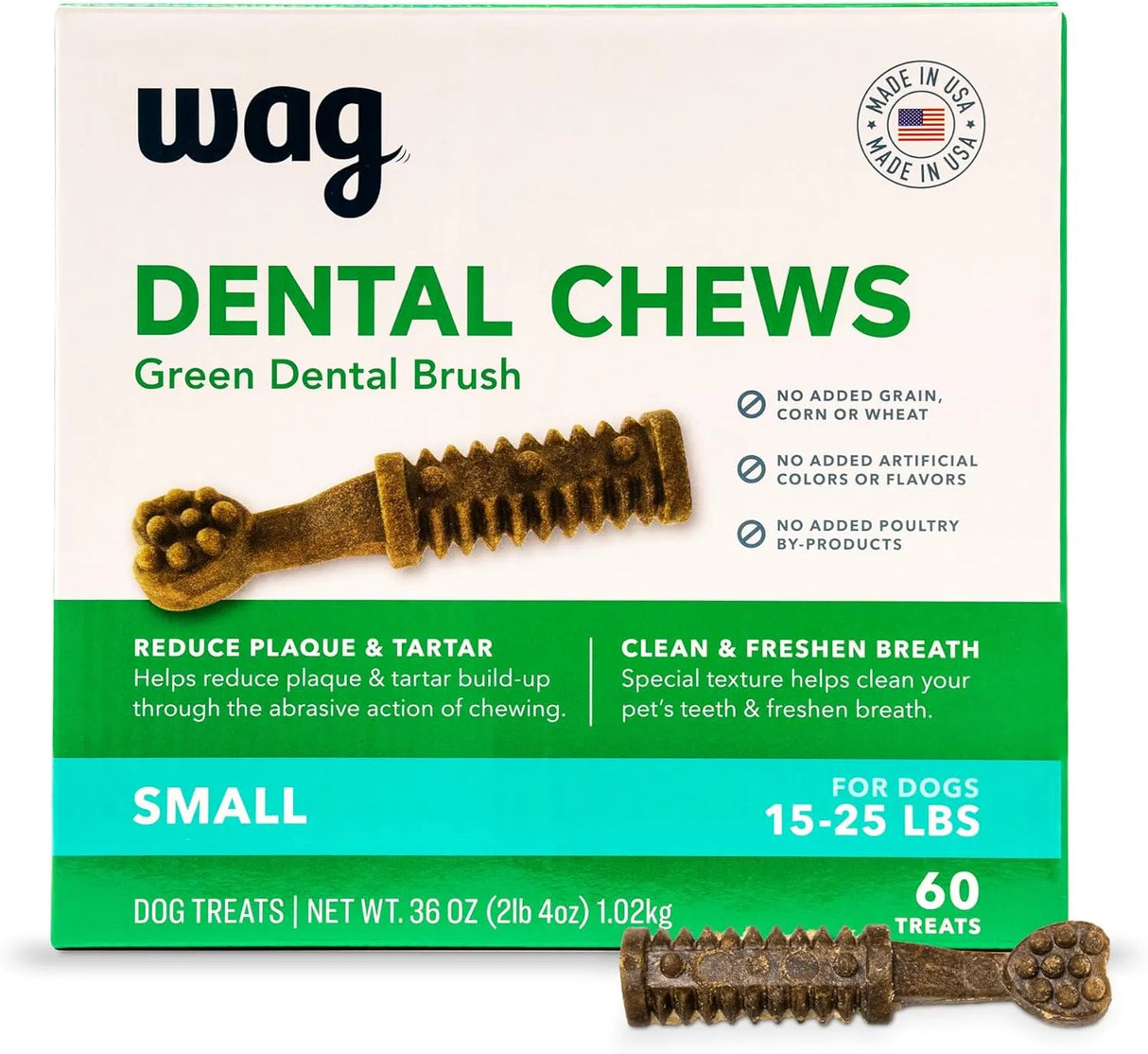 WAG - Wag Dental Dog Treats to Help Clean Teeth & Freshen Breath Small Unflavored 60 Piezas - The Red Vitamin MX - Cuidado Dental Para Perros - {{ shop.shopifyCountryName }}