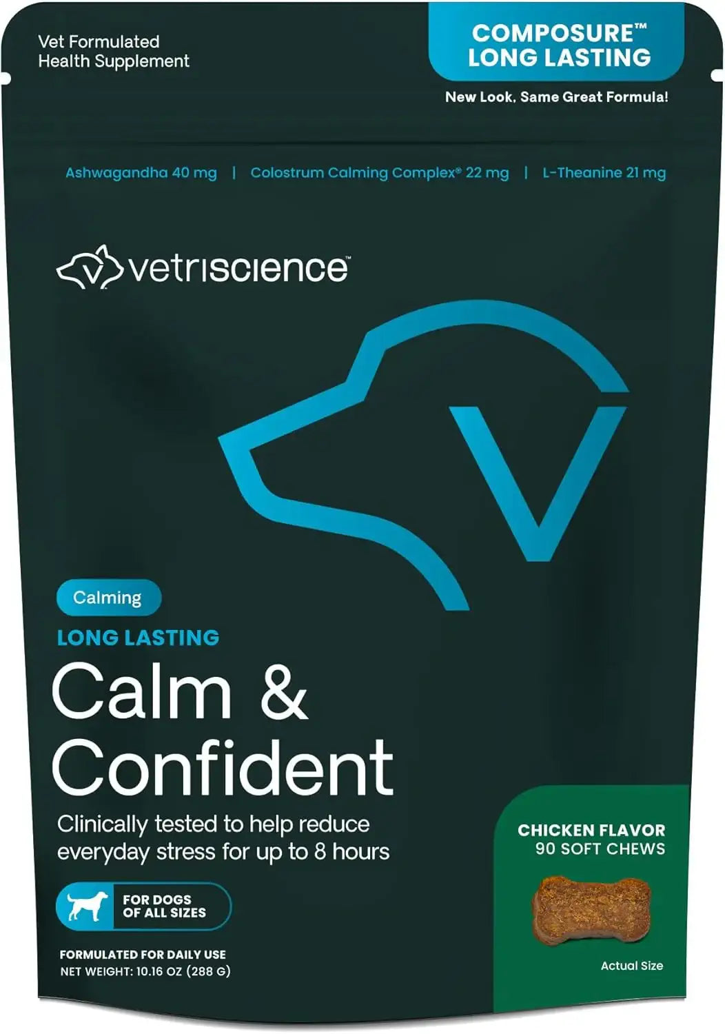 VETRISCIENCE - VetriScience Long Lasting Calm & Confident Calming Chews Chicken 90 Masticables - The Red Vitamin MX - Relajantes Para Perros - {{ shop.shopifyCountryName }}
