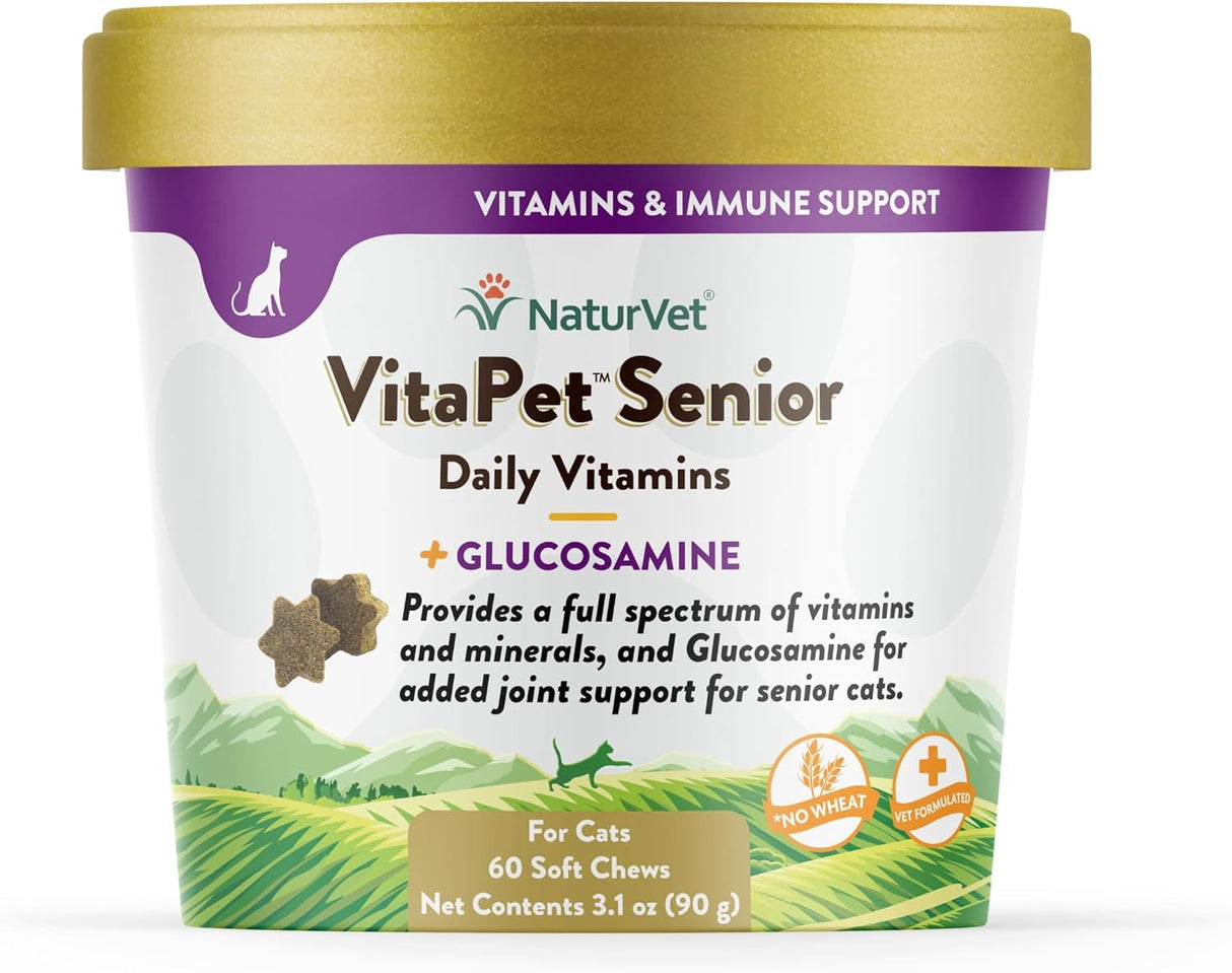 NaturVet VitaPet Senior Daily Vitamins for Cats 60 Masticables