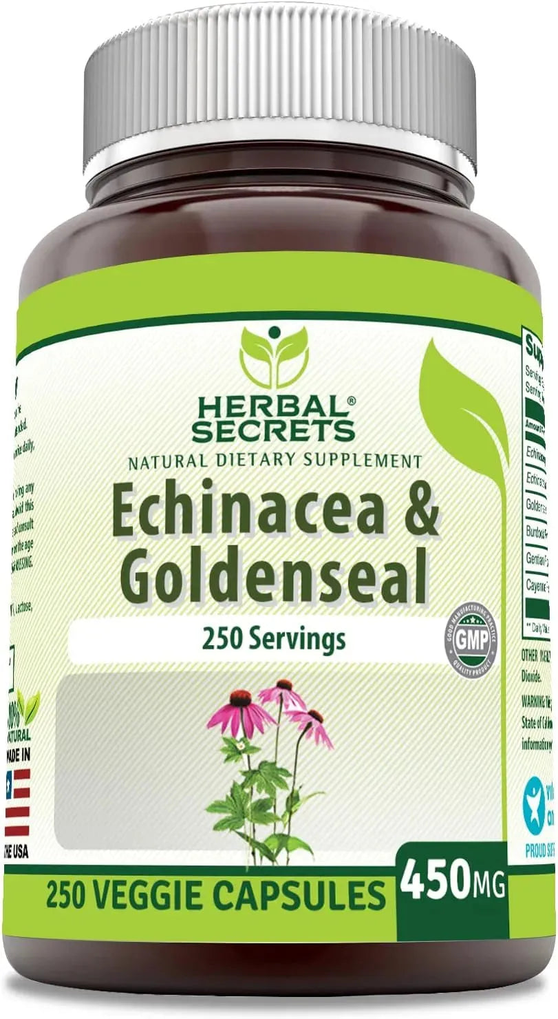 HERBAL SECRETS - Herbal Secrets Echinacea & Goldenseal Root 450Mg. 250 Capsulas - The Red Vitamin MX - Suplementos Alimenticios - {{ shop.shopifyCountryName }}