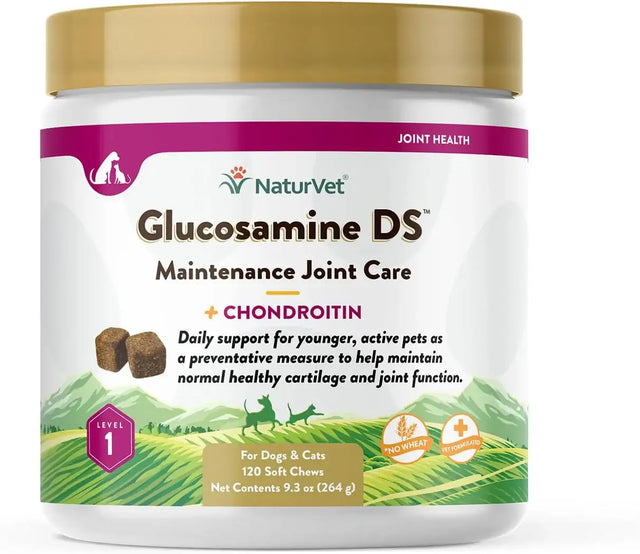 NATURVET - NaturVet Glucosamine DS Level 1 Maintenance 120 Masticables - The Red Vitamin MX - Cuidado De Cadera Y Articulaciones Para Perros - {{ shop.shopifyCountryName }}
