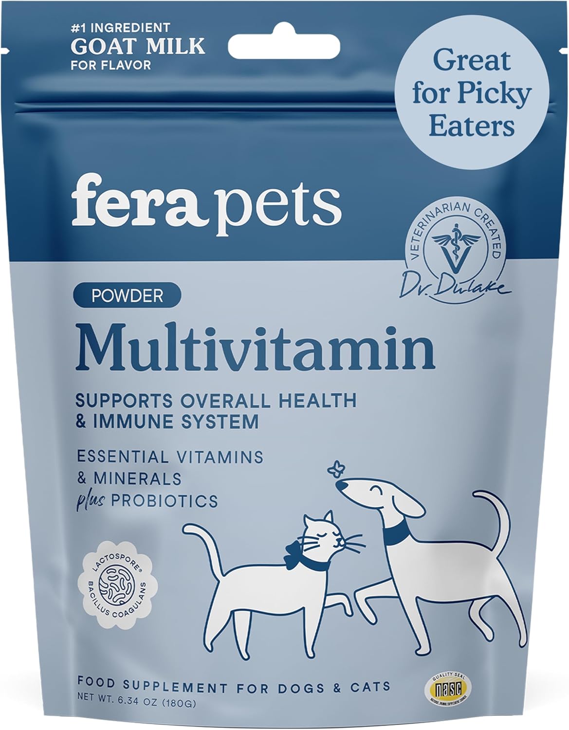 Fera Pet Organics Multivitamin Goat Milk Cat & Dog 60 Servicios 180Gr.